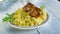 Saffron Risotto with Crispy Pork