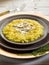 Saffron risotto with gold leaf