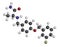 Safinamide Parkinson\\\'s disease drug molecule. Atoms are represented as spheres with conventional color coding: hydrogen (white),