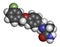 Safinamide Parkinson\\\'s disease drug molecule. Atoms are represented as spheres with conventional color coding: hydrogen (white),