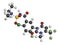 Saflufenacil herbicide molecule. 3D rendering. Atoms are represented as spheres with conventional color coding: hydrogen white,.