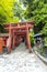 Saga, Japan - May 1, 2019 -  Torii (Japanese red wooden gate) of  Yutoku Inari Shrine  is the third largest of Japanese