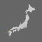 Saga prefecture highlighted on the map of Japan