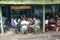 SAGAING HILL, MYANMAR - JULY 31, 2015: people at redtaurant around temple at the top of Sagaing hill near Mandalay,