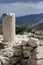 Sagalassos ruins is an archaeological site, Acient city acropolis historical castle stairs.