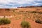 Sagebrush and red rock landscape in Monument Valley Utah