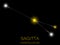 Sagitta constellation. Bright yellow stars in the night sky. A cluster of stars in deep space, the universe. Vector illustration