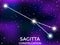 Sagitta constellation. Starry night sky. Zodiac sign. Cluster of stars and galaxies. Deep space. Vector