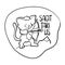Sagittarius astrological zodiac sign with cute cat character. Sagittarius vector illustration on white
