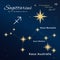 Sagittarius. High detailed vector illustration. 13 constellations of the zodiac with titles and proper names for stars