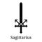 Sagittarius Sword Icon. Silhouette of Zodiacal Weapon. One of 12 Zodiac Weapons. Vector Astrological, Horoscope Sign. Zodiac