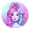 Sagittarius zodiac sign artwork, beautiful girl face, horoscope symbol, star sign, vector illustration
