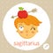 Sagittarius zodiac sign, girl with apple on head