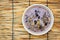 Sago and black beans in coconut cream with young coconut, Thai d