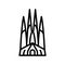 Sagrada Familia, Barcelona, Spain, cathedral fully editable vector icons