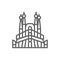 Sagrada Familia, Spain, landmark line icon.