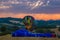 Sagrantino Italian International Balloon Challenge Cup with colorful hot air balloons at dusk