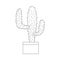 Saguaro or Carnegiea cactus in pot, flat doodle vector outline