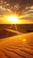 Sahara desert panorama at sunset with golden sand dunes captivating landscape banner