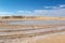 sahara desert after rain, puddles on saline soils