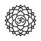 Sahasrara icon. The seventh crown, parietal chakra. Vector black line symbol. Sacral sign. Meditation