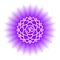 Sahasrara icon. The seventh crown, parietal chakra. Vector purple gloss and shine. Line symbol. Sacral sign. Meditation