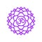 Sahasrara icon. The seventh crown, parietal chakra. Vector purple line symbol. Sacral sign. Meditation