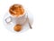 Sahlep or Salep Turkish winter beverage drink with cinnamon. Selective focus