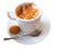 Sahlep or Salep Turkish winter beverage drink with cinnamon. Selective focus