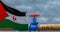 Sahrawi Arab Democratic gas, valve on the main gas pipeline Sahrawi Arab Democratic, Pipeline with flag Sahrawi Arab Democratic,
