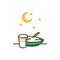 Sahur. predawn meal before the fast symbol. Simple monoline icon style for muslim ramadan and eid al fitr celebration