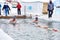 SAHYURTA, IRKUTSK REGION, RUSSIA - March 11.2017: Cup of Baikal. Winter Swimming Competitions