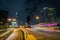 Saigon Cityscape Nighttime. Urban Metropolis with illuminated road and Bitexco Financial Tower at Background. Saigon