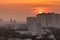 Saigon sunset in Vietnam and sun shape