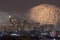 SAIGON, VIETNAM - FEB 04, 2019 - Colorful fireworks of Ho Chi Minh City at new year view from rooftop somewhere