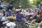 Saigon, Vietnam - June 2017: Vietnam busy morning street market, Saigon, Vietnam.