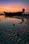 Sail boat at Chaolao beach when sunset & x28;dusk& x29; at Chanthaburi, Thailand