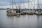 Sail boat coming in the Pointe Claire Yacht Club beside lake Saint-Louis