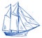 Sail boat engraving. Schooner sketch. Yacht drawing