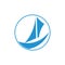 Sail boat fast design circle logo vector