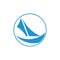 Sail boat fast design circle logo vector