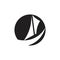 Sail boat fast design circle negative space logo vector