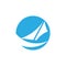 Sail boat fast design circle negative space logo vector