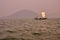 Sail boat floating over chilka lake odisha