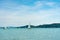 Sail boat on the lake view of Tihany from BalatonfÃ¼red