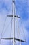 Sail boat mast with spreaders and shrouds