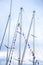 Sail boat masts decorated with flags