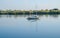 Sail boat moored at Fairlop Waters, Essex.