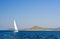 Sail boat sailing near island, Croatia