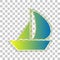 Sail Boat sign. Blue to green gradient Icon with Four Roughen Contours on stylish transparent Background. Illustration